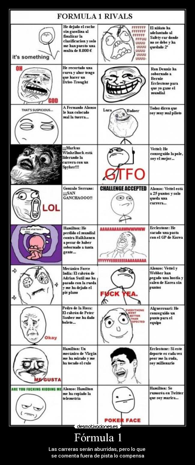 Fórmula 1 - Las carreras serán aburridas, pero lo que 
se comenta fuera de pista lo compensa