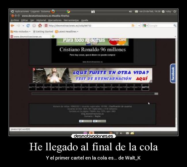 He llegado al final de la cola -