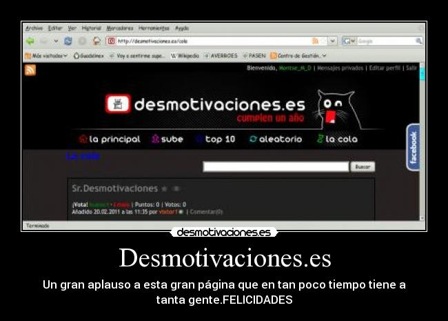Desmotivaciones.es - Un gran aplauso a esta gran página que en tan poco tiempo tiene a
tanta gente.FELICIDADES