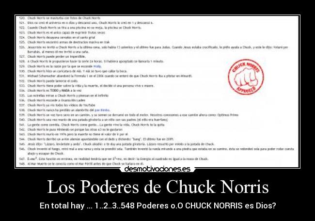 Los Poderes de Chuck Norris - En total hay ... 1..2..3..548 Poderes o.O CHUCK NORRIS es Dios?