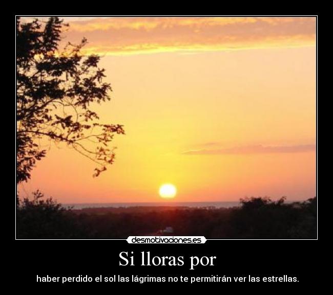 Si lloras por - haber perdido el sol las lágrimas no te permitirán ver las estrellas.