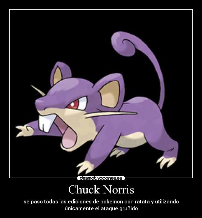 Chuck Norris - se paso todas las ediciones de pokémon con ratata y utilizando
únicamente el ataque gruñido