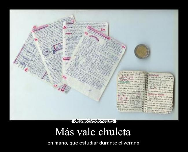 carteles mas vale chuleta mano que estudiar verano desmotivaciones