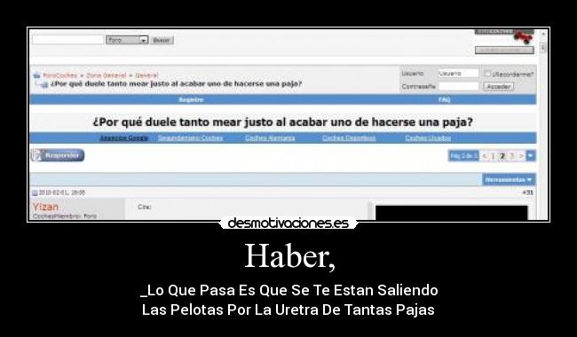 Haber, - _Lo Que Pasa Es Que Se Te Estan Saliendo
 Las Pelotas Por La Uretra De Tantas Pajas 