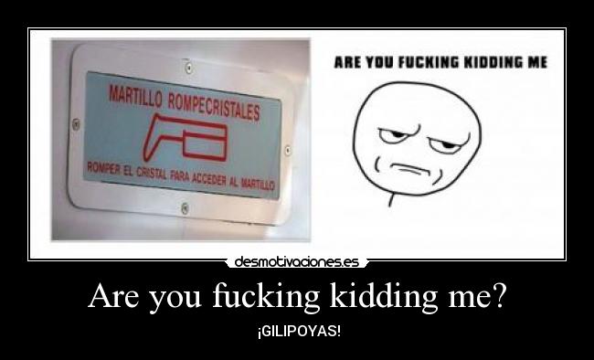 Are you fucking kidding me? -
