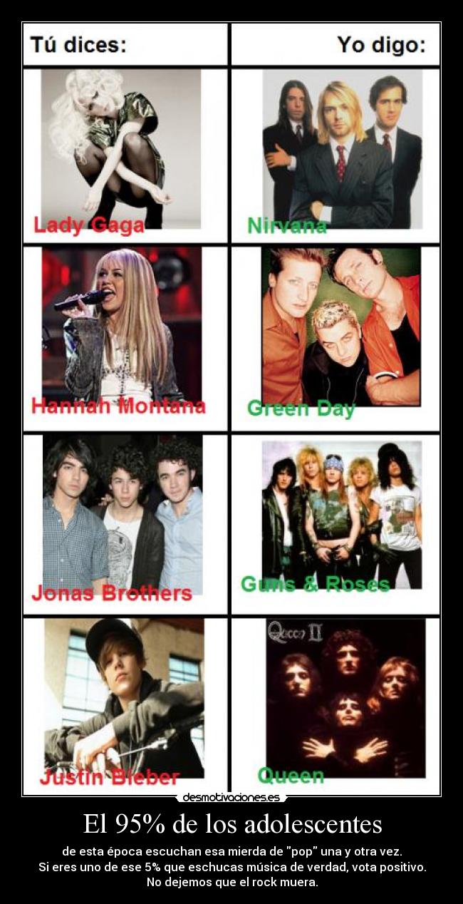 carteles rock adolescentes pop musica desmotivaciones