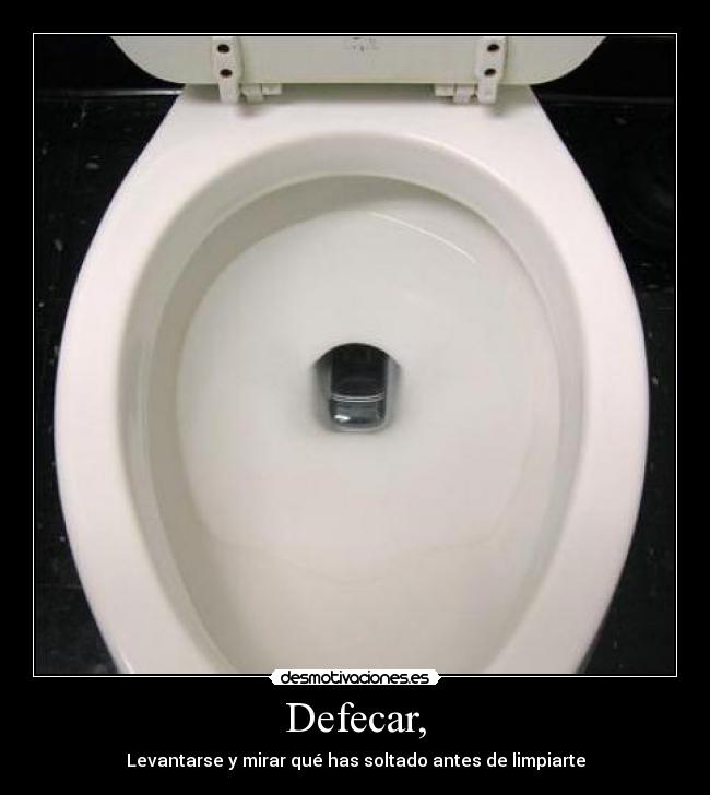 Defecar, - Levantarse y mirar qué has soltado antes de limpiarte