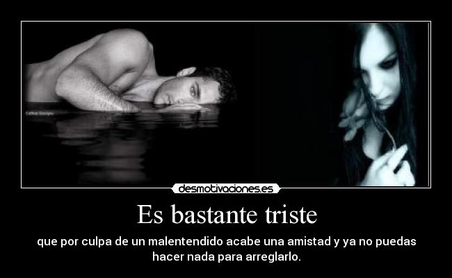 Es bastante triste - que por culpa de un malentendido acabe una amistad y ya no puedas
hacer nada para arreglarlo.
