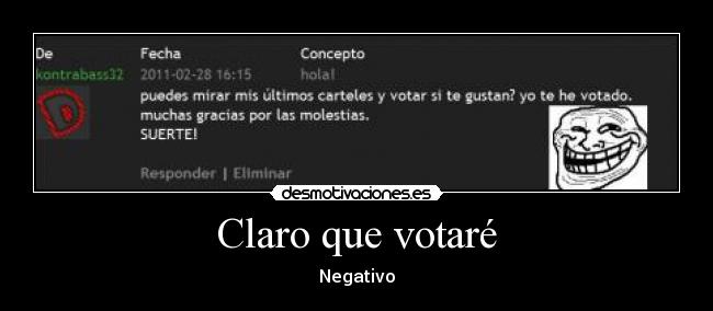 Claro que votaré - Negativo