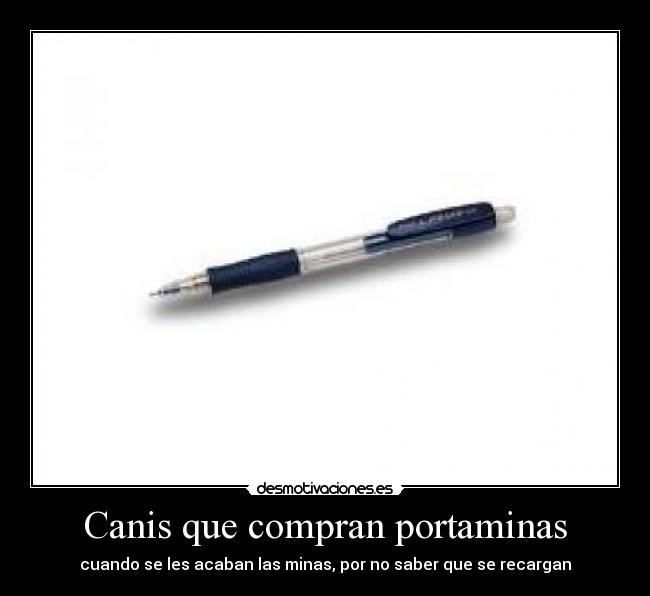 Canis que compran portaminas - cuando se les acaban las minas, por no saber que se recargan