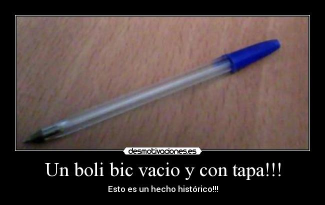 Un boli bic vacio y con tapa!!! - 