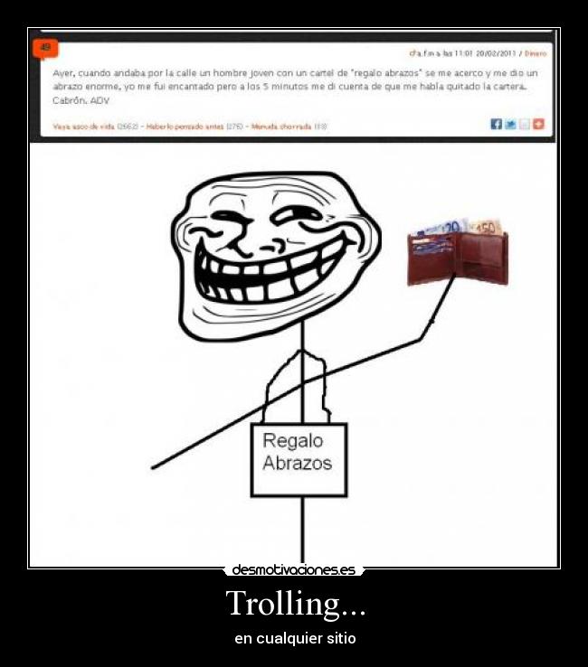 carteles trolling abrazos gratis cartera desmotivaciones