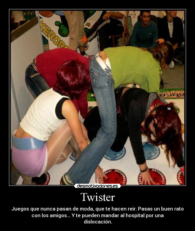 carteles twister dislocar dislocacion juego moda desmotivaciones