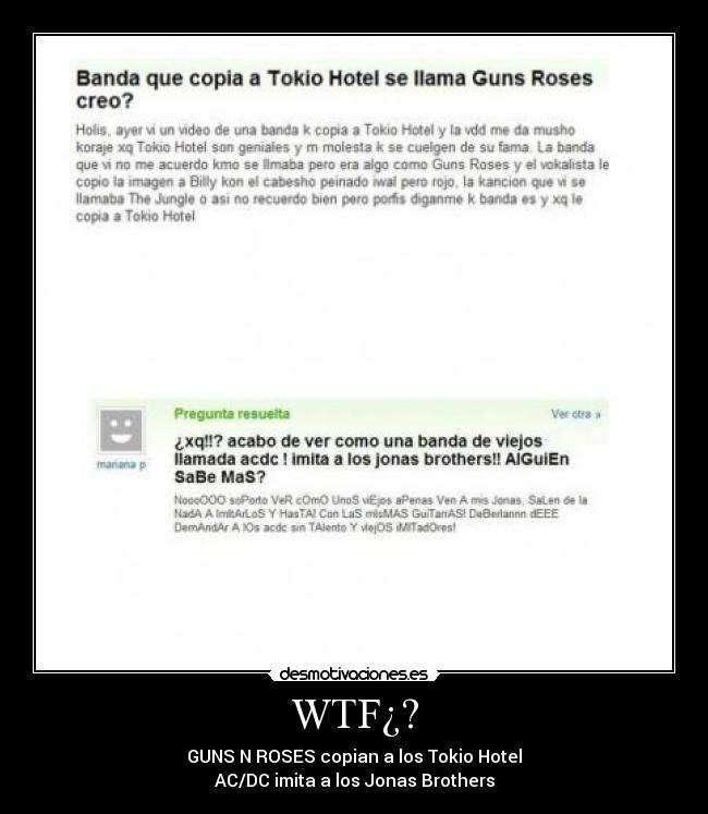 WTF¿? - GUNS N ROSES copian a los Tokio Hotel
AC/DC imita a los Jonas Brothers