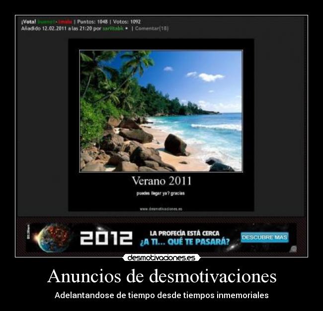 Anuncios de desmotivaciones - Adelantandose de tiempo desde tiempos inmemoriales