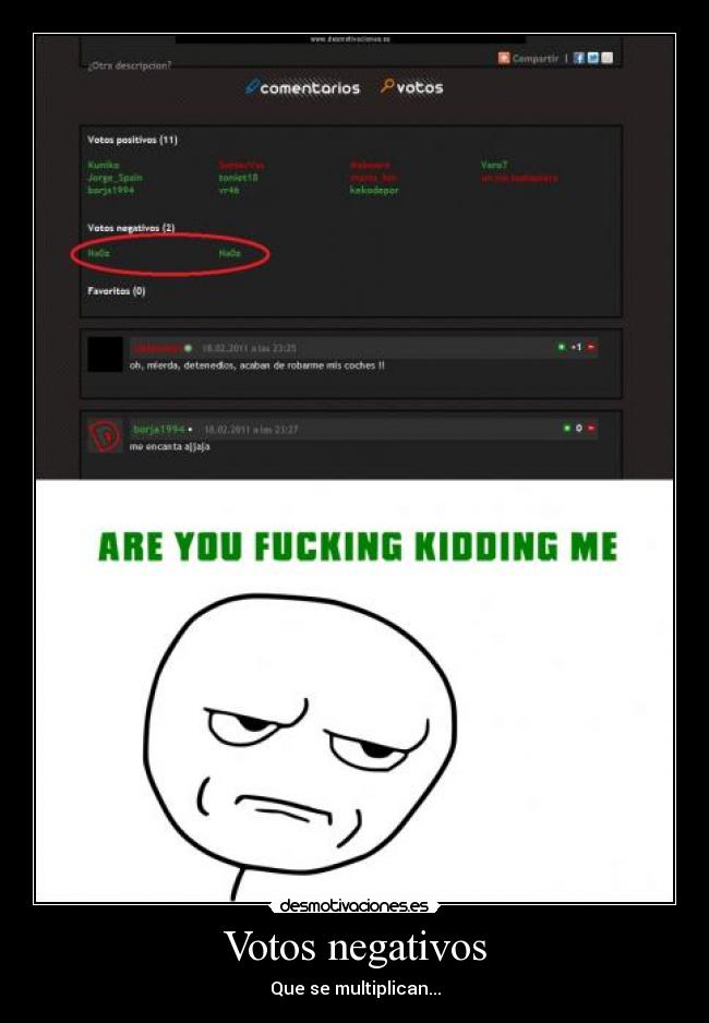 Votos negativos - Que se multiplican...