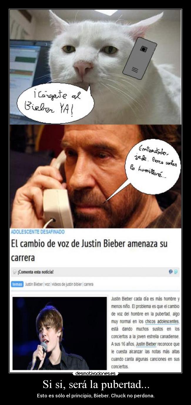Si si, será la pubertad... - Esto es sólo el principio, Bieber. Chuck no perdona.