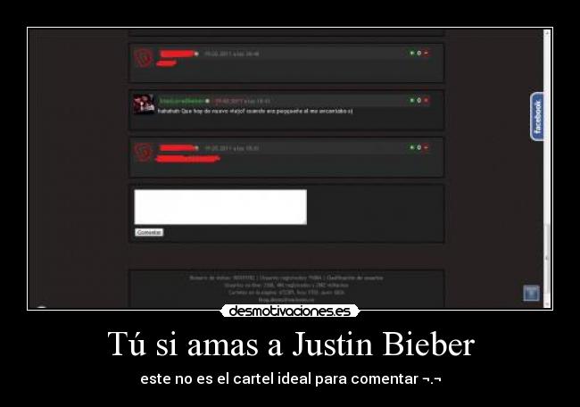 Tú si amas a Justin Bieber - este no es el cartel ideal para comentar ¬.¬