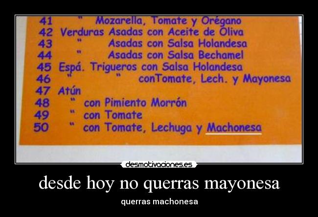 desde hoy no querras mayonesa - querras machonesa