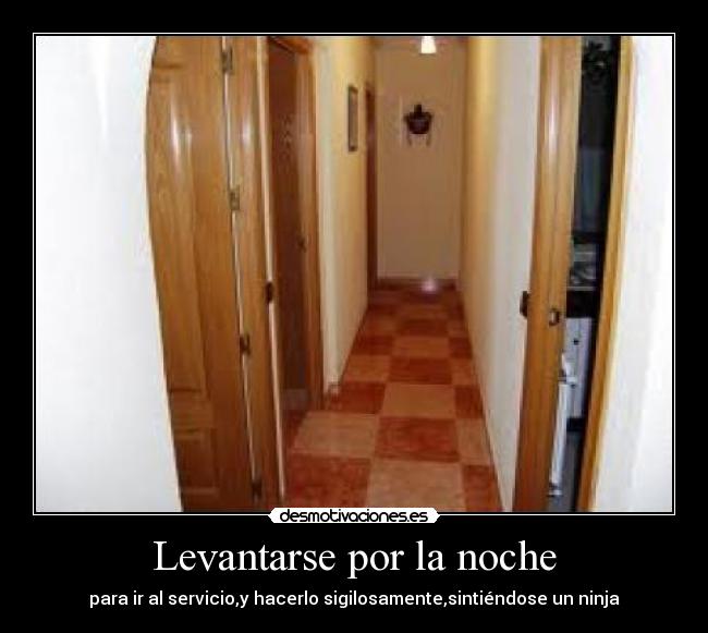 Levantarse por la noche - para ir al servicio,y hacerlo sigilosamente,sintiéndose un ninja