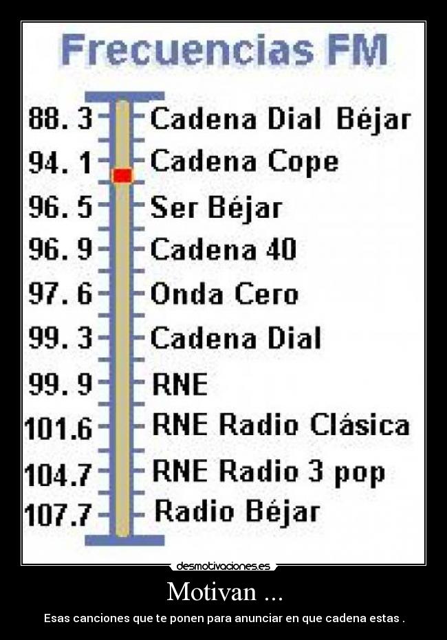 Motivan ... - Esas canciones que te ponen para anunciar en que cadena estas .