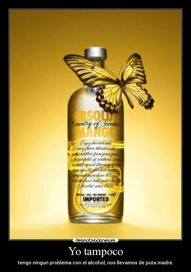 Yo tampoco - tengo ningun problema con el alcohol, nos llevamos de puta madre.