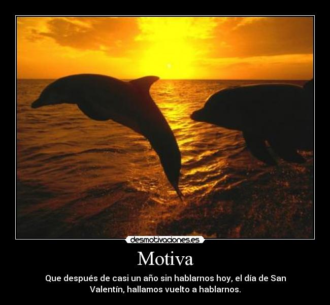 Motiva - Que después de casi un año sin hablarnos hoy, el día de San
Valentín, hallamos vuelto a hablarnos.