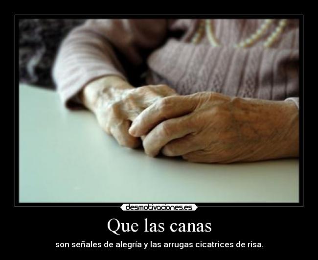 Que las canas - son señales de alegría y las arrugas cicatrices de risa.