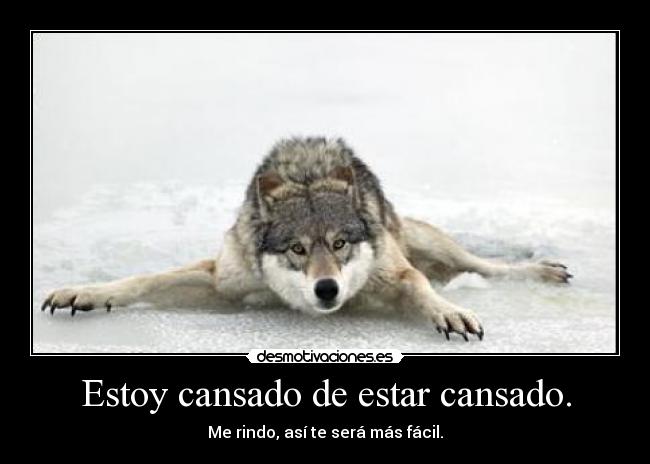 Estoy cansado de estar cansado. - Me rindo, así te será más fácil.