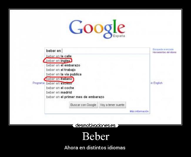 Beber - Ahora en distintos idiomas