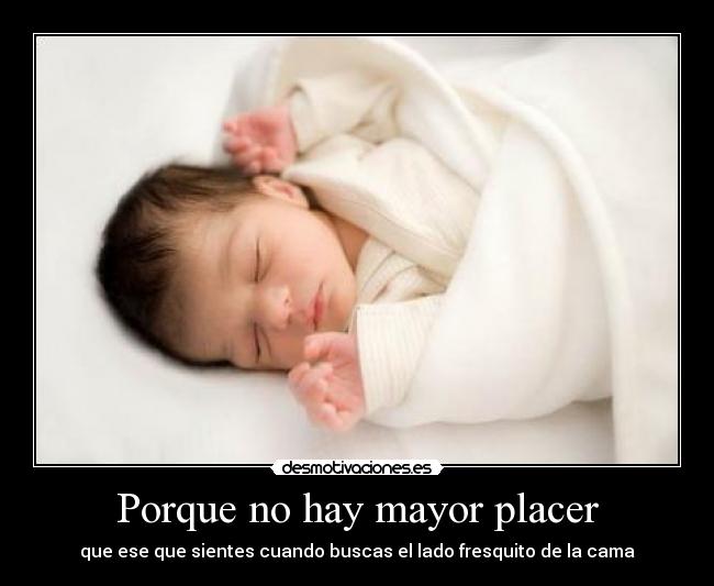 Porque no hay mayor placer - que ese que sientes cuando buscas el lado fresquito de la cama