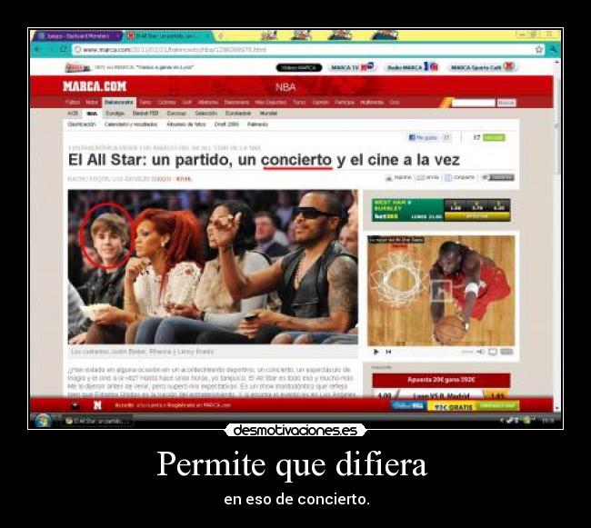 Permite que difiera - en eso de concierto.