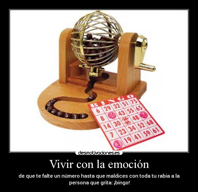 Vivir con la emoción - de que te falte un número hasta que maldices con toda tu rabia a la
persona que grita: ¡bingo!
