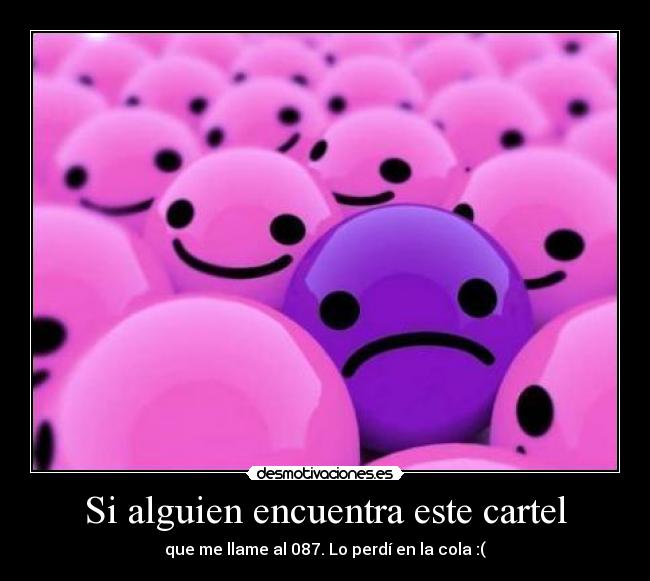 Si alguien encuentra este cartel - que me llame al 087. Lo perdí en la cola :(