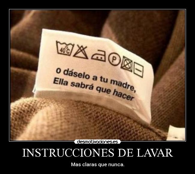 INSTRUCCIONES DE LAVAR - 