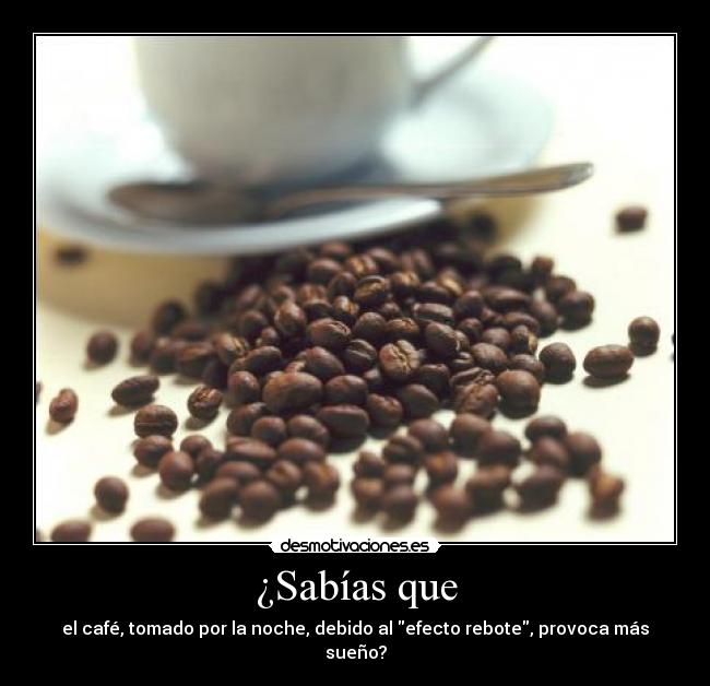 ¿Sabías que - el café, tomado por la noche, debido al efecto rebote, provoca más sueño?
