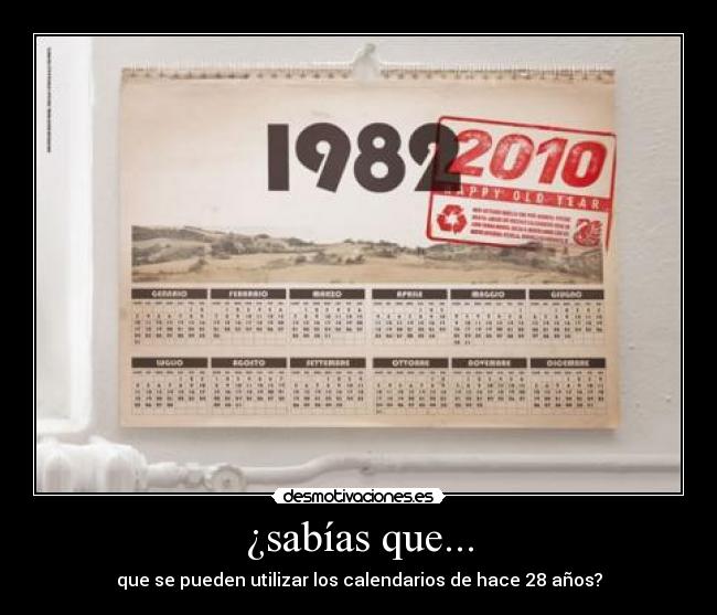¿sabías que... - que se pueden utilizar los calendarios de hace 28 años?
