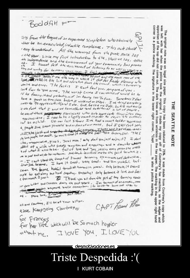 Triste Despedida :( - I ♥ KURT COBAIN