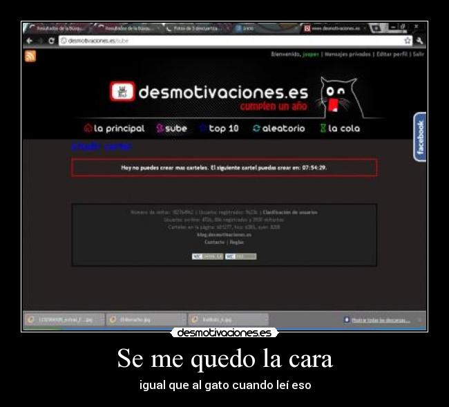 Se me quedo la cara - igual que al gato cuando leí eso