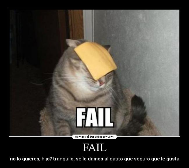 FAIL - no lo quieres, hijo? tranquilo, se lo damos al gatito que seguro que le gusta