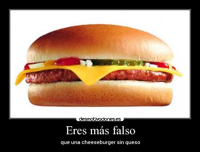 Eres más falso - que una cheeseburger sin queso