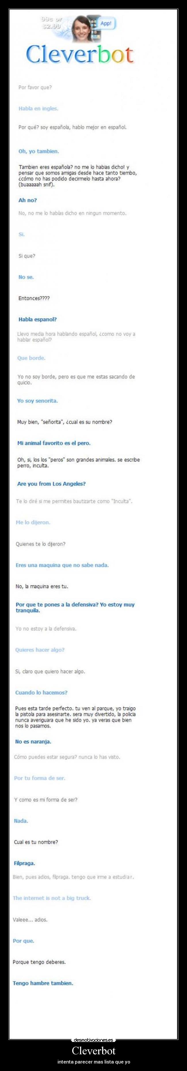 Cleverbot - intenta parecer mas lista que yo