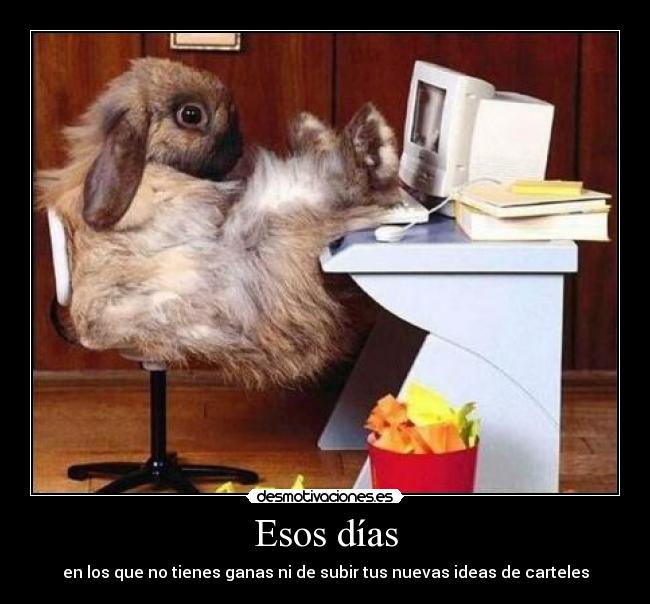 Esos días - en los que no tienes ganas ni de subir tus nuevas ideas de carteles