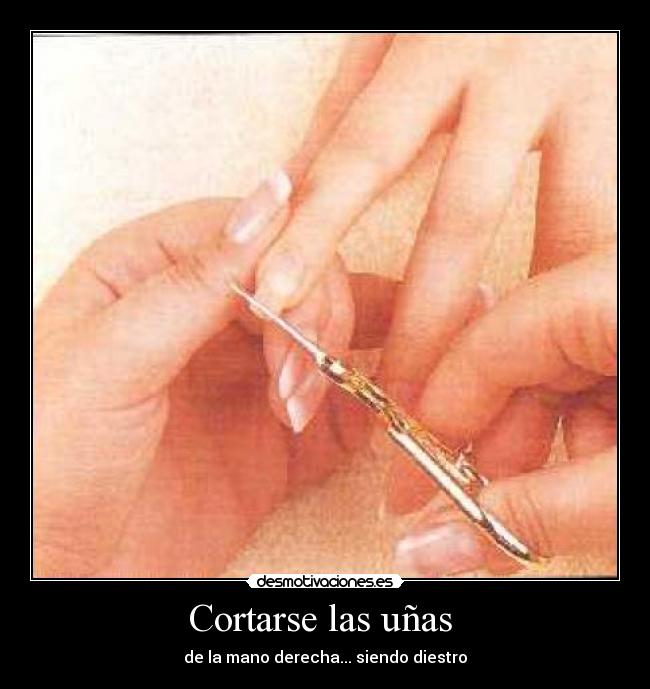 Cortarse las uñas  - de la mano derecha... siendo diestro