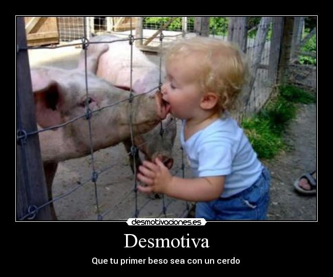 Desmotiva - Que tu primer beso sea con un cerdo 