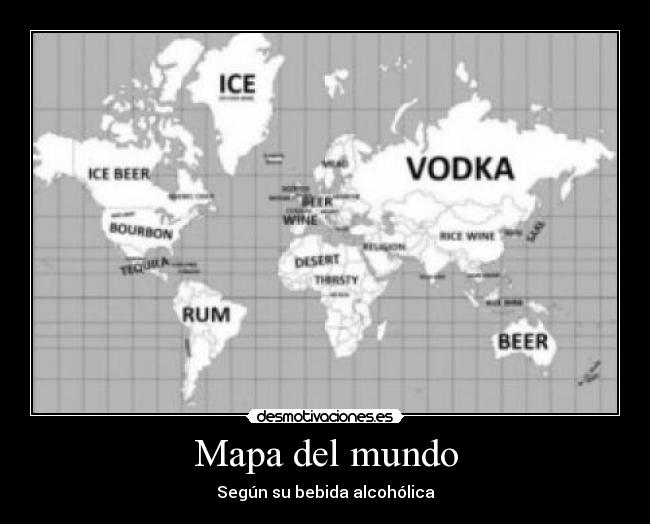 Mapa del mundo - Según su bebida alcohólica