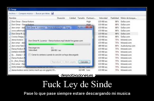 Fuck Ley de Sinde - Pase lo que pase siempre estare descargando mi musica