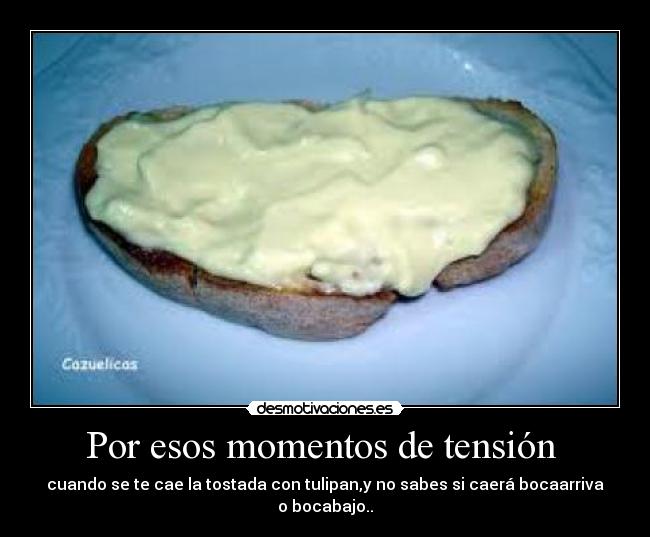 Por esos momentos de tensión - cuando se te cae la tostada con tulipan,y no sabes si caerá bocaarriva
o bocabajo..