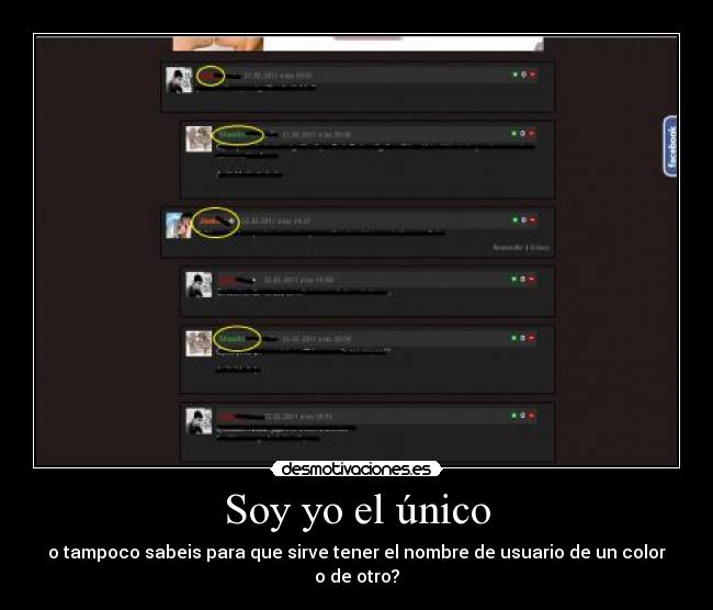 Soy yo el único - o tampoco sabeis para que sirve tener el nombre de usuario de un color o de otro?