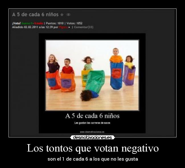 Los tontos que votan negativo - son el 1 de cada 6 a los que no les gusta